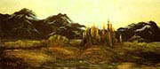 A Mountainous Landscape with a Balloon